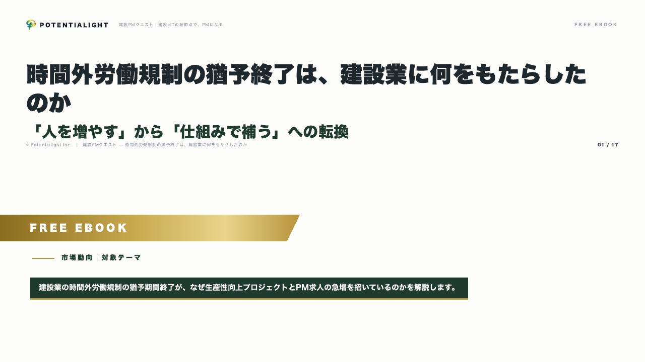 時間外労働規制と生産性向上PMの急増 表紙